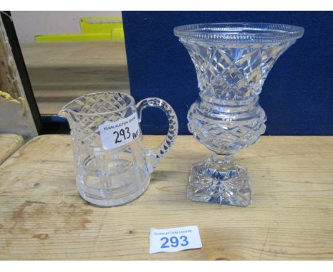  Sale Item:    CRYSTAL STEMMED VASE & JUG   Vat Status:   No Vat   Buyers Premium:  This lot is subject to a Buyers Premium o