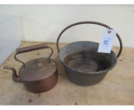  Sale Item:    COPPER KETTLE & BERRY PAN   Vat Status:   No Vat   Buyers Premium:  This lot is subject to a Buyers Premium of