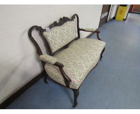 Sale Item:    MAHOGANY SOFA WITH FLORAL UPHOLSTERY  Vat Status:   No Vat   Buyers Premium:  This lot is subject to a Buyers 