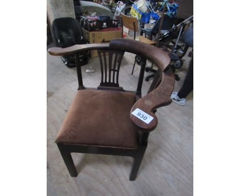  Sale Item:    MAHOGANY 3 CORNERED ARM CHAIR (AF)  Vat Status:   No Vat   Buyers Premium:  This lot is subject to a Buyers Pr