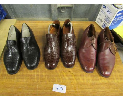  Sale Item:    3 PAIRS GENTS LEATHER SHOES (AF)   Vat Status:   No Vat   Buyers Premium:  This lot is subject to a Buyers Pre