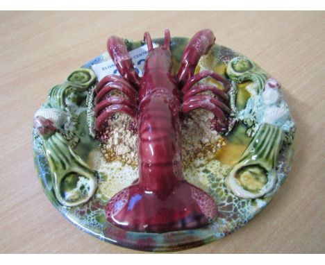  Sale Item:    MAJOLICA LOBSTER ON WALL PLATE   Vat Status:   No Vat   Buyers Premium:  This lot is subject to a Buyers Premi