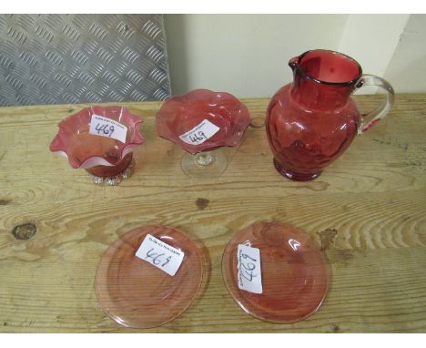  Sale Item:    5 PCS CRANBERRY GLASS   Vat Status:   No Vat   Buyers Premium:  This lot is subject to a Buyers Premium of 15%