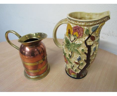  Sale Item:    2 JUGS- COPPER / BRASS & INDIAN TREE (AF)  Vat Status:   No Vat   Buyers Premium:  This lot is subject to a Bu