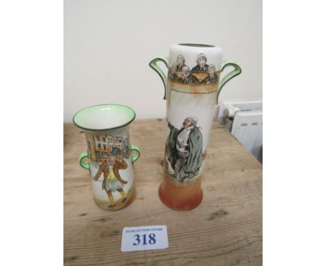  Sale Item:    2 ROYAL DOULTON VASES DICKENS WARE  Vat Status:   No Vat   Buyers Premium:  This lot is subject to a Buyers Pr