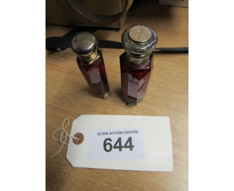  Sale Item:    2 PLATED GLASS BOTTLES (AF)   Vat Status:   No Vat   Buyers Premium:  This lot is subject to a Buyers Premium 
