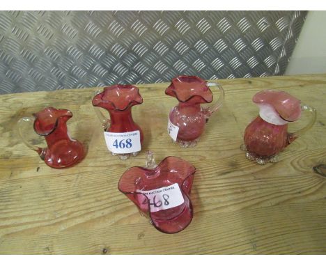  Sale Item:    5 PCS CRANBERRY GLASS   Vat Status:   No Vat   Buyers Premium:  This lot is subject to a Buyers Premium of 15%
