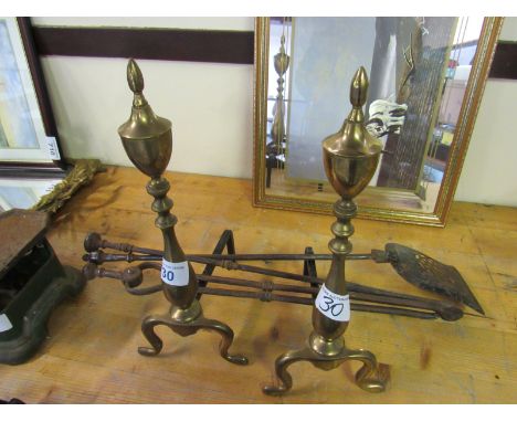  Sale Item:    BRASS FIRE DOGS & IRONS   Vat Status:   No Vat   Buyers Premium:  This lot is subject to a Buyers Premium of 1