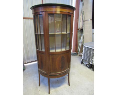  Sale Item:    INLAID MAHOGANY BOW FRONT DISPLAY CABINET  Vat Status:   No Vat   Buyers Premium:  This lot is subject to a Bu