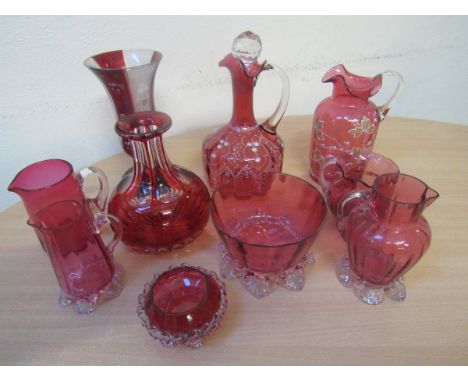  Sale Item:    BOX 10 PCS CRANBERRY GLASS (AF)   Vat Status:   No Vat   Buyers Premium:  This lot is subject to a Buyers Prem
