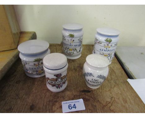  Sale Item:    5 CHEMISTS JARS   Vat Status:   No Vat   Buyers Premium:  This lot is subject to a Buyers Premium of 15% + Vat