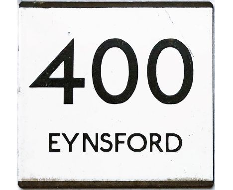 London Country bus stop enamel E-PLATE for route 400 destinated Eynsford. This mid-1970s incarnation of the 400 number ran fr