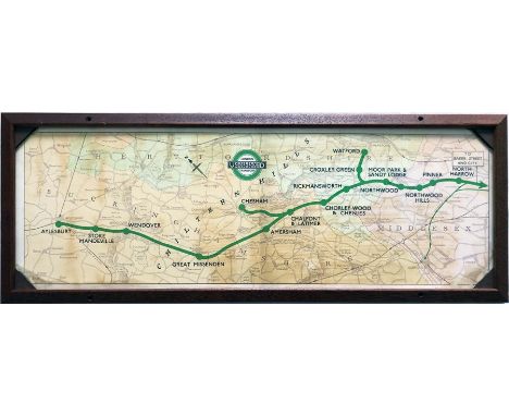 1945 London Underground Metropolitan Line CAR DIAGRAM (map) for compartment stock showing the lines to Watford, Chesham and A