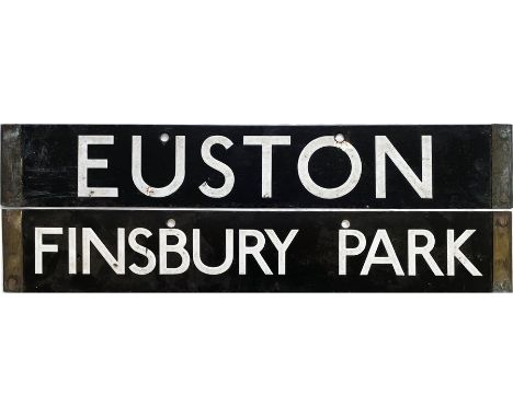 London Underground 1938-Tube Stock enamel CAB DESTINATION PLATE for Euston / Finsbury Park on the Northern/Northern City Line