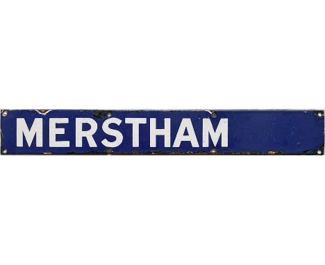 Southern Railway enamel DEPARTURE INDICATOR PLATE 'Merstham', probably from the departures board at either Charing Cross or V