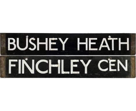 London Underground 38-Tube Stock enamel CAB DESTINATION PLATE for Bushey Heath / Finchley Cen on the Northern Line. Bushey He