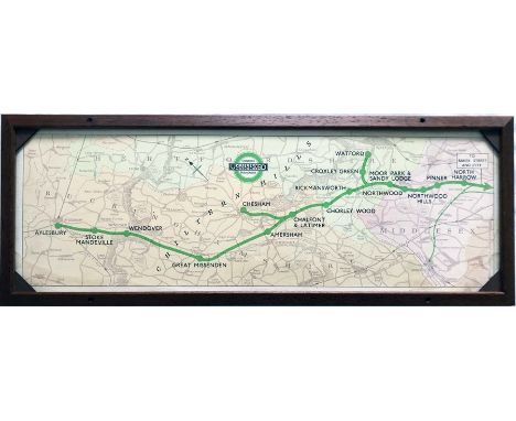 1937 London Underground Metropolitan Line CAR DIAGRAM (map) for compartment stock showing the lines to Watford, Chesham and A