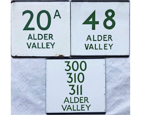 Trio of London Transport bus stop enamel E-PLATES for Alder Valley services, comprising routes 20A, 48 and 300/310/311. All h