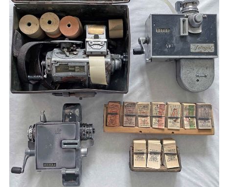 Quantity of TICKET MACHINES (3) &amp; TICKET RACKS (2) comprising TIM machine no N302 with metal box and spare rolls, Setrigh