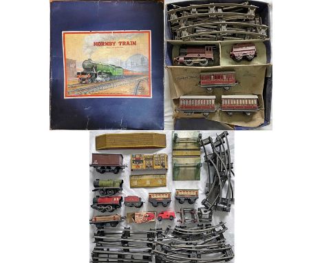 Early post-war Hornby Train O-gauge PASSENGER SET No 501 comprising clockwork 'LMS' loco 5600 &amp; carriages with track &amp