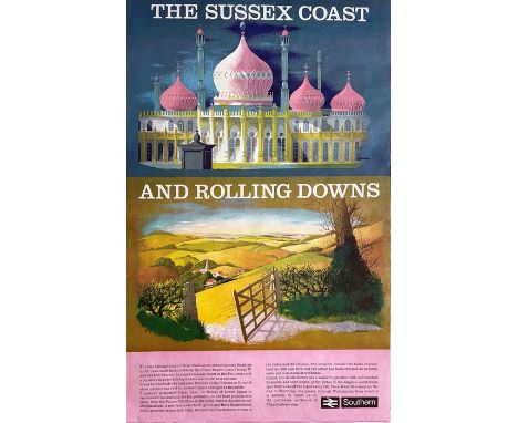 1980 British Rail (Southern Region) double-royal POSTER 'The Sussex Coast and Rolling Downs' by Reginald Montague Lander (191