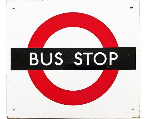 London Transport enamel BUS STOP FLAG (Compulsory version). A single-sided sign in a slightly smaller size than the full flag