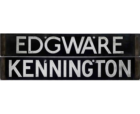 London Underground 1938-Tube Stock enamel CAB DESTINATION PLATE for Edgware / Kennington on the Northern Line. A double-sided