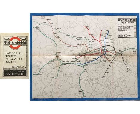 1919 London Underground MAP OF THE ELECTRIC RAILWAYS OF LONDON 'What to See &amp; How to Travel' with print-code 395-500M-2-1