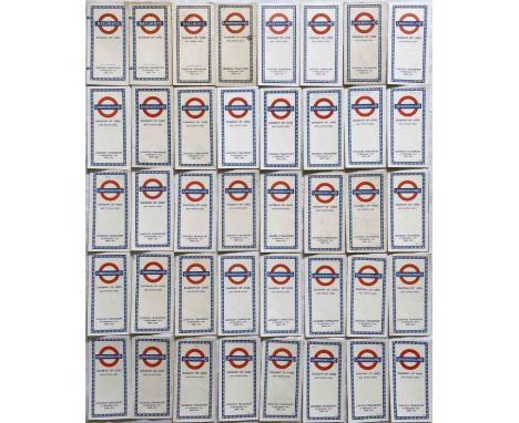 Large quantity (40) of London Underground diagrammatic card POCKET MAPS, Beck, Hutchison and Garbutt issues and dated between