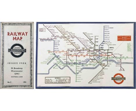 1934 London Underground diagrammatic, card POCKET MAP designed by Henry Beck. This is issue No 2, 1934 (no print-code) and sh