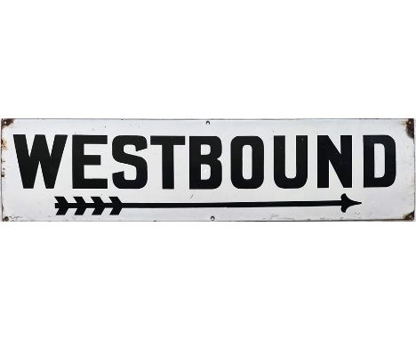 London Post Office Railway ENAMEL SIGN 'Westbound' with 4-flighted directional arrow. Thought to date from the opening of the