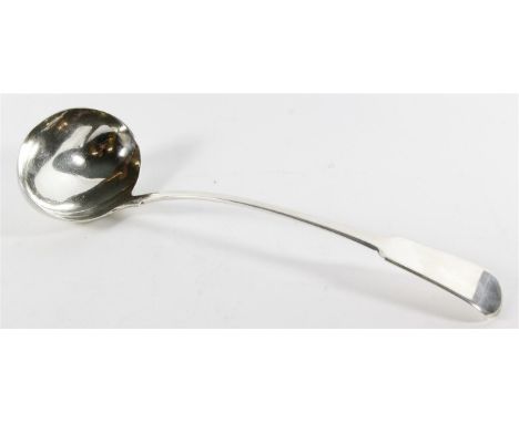 A George III hallmarked silver ladle
Of plain form, made by George Wintle, London 1810, length 31.5cm.