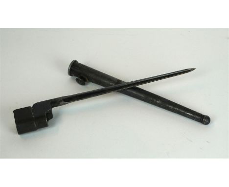 A British World War II period No.4 Cruciform Spike Bayonet 
The 20cm blade, stamped GRNo.4 MKISM, complete with metal scabbar