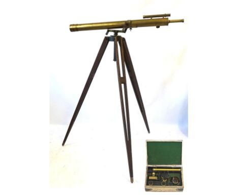 A 19th Century brass telescope by S & B Solomons of London
3" diameter lens with 44" (112cm) long barrel, with adjustable bra