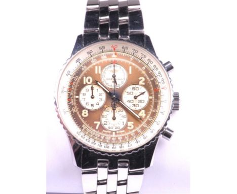 Breitling: a gentleman's Navitimer Airbourne stainless steel automatic bracelet watch
The gold tone dial with four chronomete