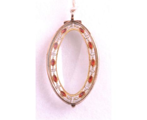 A gold and enamel window locket, late 19th Century
The oval locket with window to front and rear. And delicate gold work and 