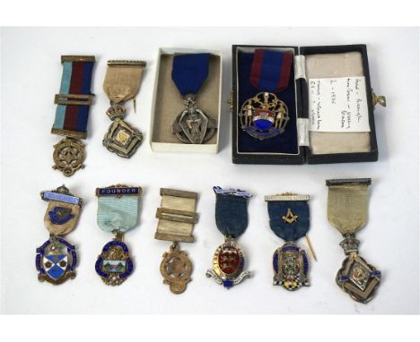 A collection of hallmarked silver and enamel Masonic jewels, late 19th/early 20th Century
Masonic million memorial fund jewel