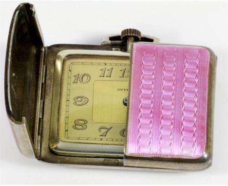 A fine quality Art Deco silver guilloche enamel pocket watch, 1928
The manual wind Juveina pocket watch with gold tone and cr
