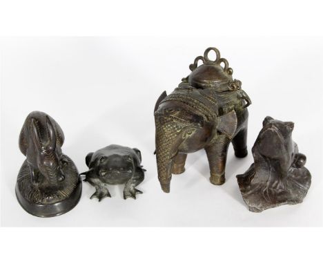 A collection of Southeast Asian and spelter and cast metal figures, early 20th Century
The first probably Thai , cast as a st