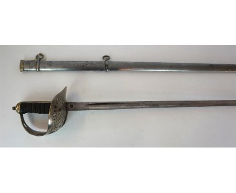 A British George V Infantry Officer's 1895/1897 pattern sword
The 83cm single edged, single fullered blade with acid etched d