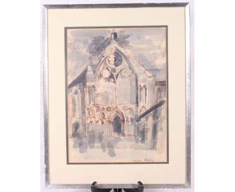 ?Piper?: mixed media sketch, "Benham Abbey", 14 1/4" x 10 1/2", in strip frame