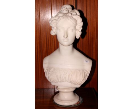 Raimondo Trentanove: an early 19th Century white marble portrait of a young lady, inscribed at the rear "R TRENTANOVE FEC IN 