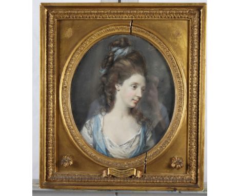 Daniel Gardiner: an 18th Century pastel portrait of "Elizabeth Lady Templetown", 9" x 7 3/4", in oval gilt frame