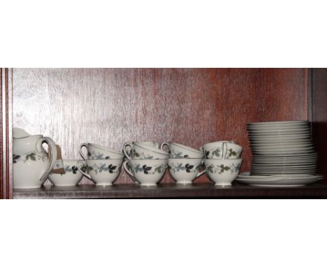 A Royal Doulton "Burgundy" pattern tea service for twelve, forty pieces approx (no teapot)