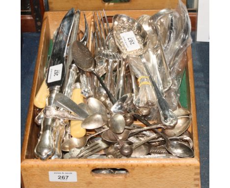 A selection of silver plated flatware, various