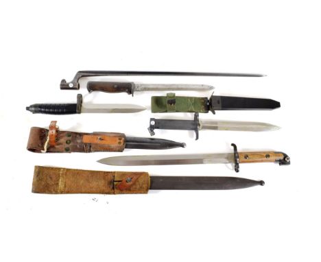 Four Swedish Bayonets, comprising:-  M1867/89 socket bayonet with cruciform steel blade, lacks scabbard; M1896 Mauser bayonet