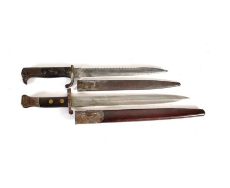 An Imperial German K98 Sawback Knife Bayonet by Erfurt, the sawback fullered steel blade with crowned maker's mark, the edge 