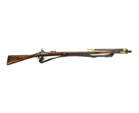 A Victorian Tower 1857 Percussion Three Band Musket, .650 calibre, the 99cm steel barrel with hinged ladder rear sight, the l