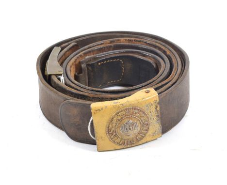 A German Stahlhelm Member's Belt Buckle, of two piece brass construction, the reverse with raised semi-circular buckle catch,