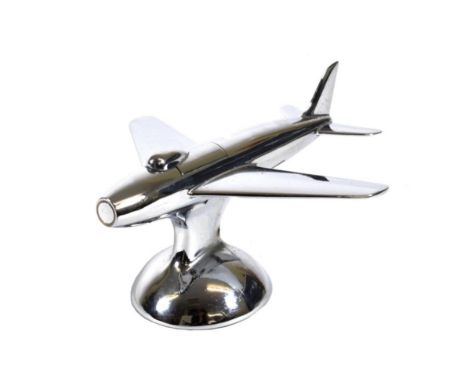 A Dunhill Chromium Plated ''Sabre Jet Fighter'' Table Cigarette Lighter, 8.5 cm high, 16 cm long overall.  Slight spotting to